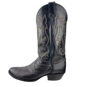 JUSTIN Mens (12B) Brown Teju Lizard Black Leather Western Cowboy Boot Exotic USA